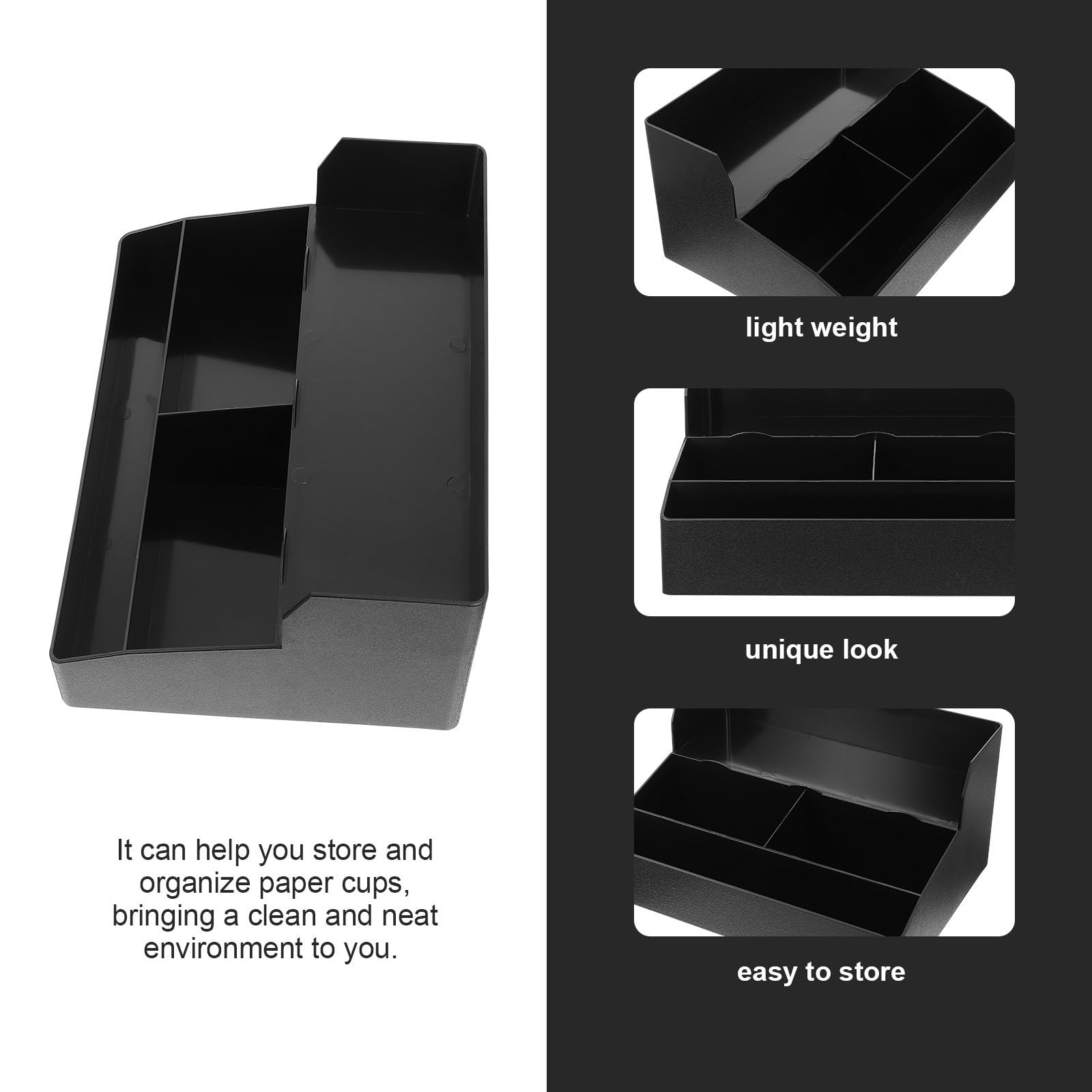 Caja Organizadora para Vasos de Papel Desechables, Pp Negro
