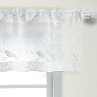 Vista 14 de VOGOL - Cortinas de cenefa bordadas para sala de estar, cenefas de granja para ventana de cocina, cortinas de cenefa blancas para ventanas pequeñas