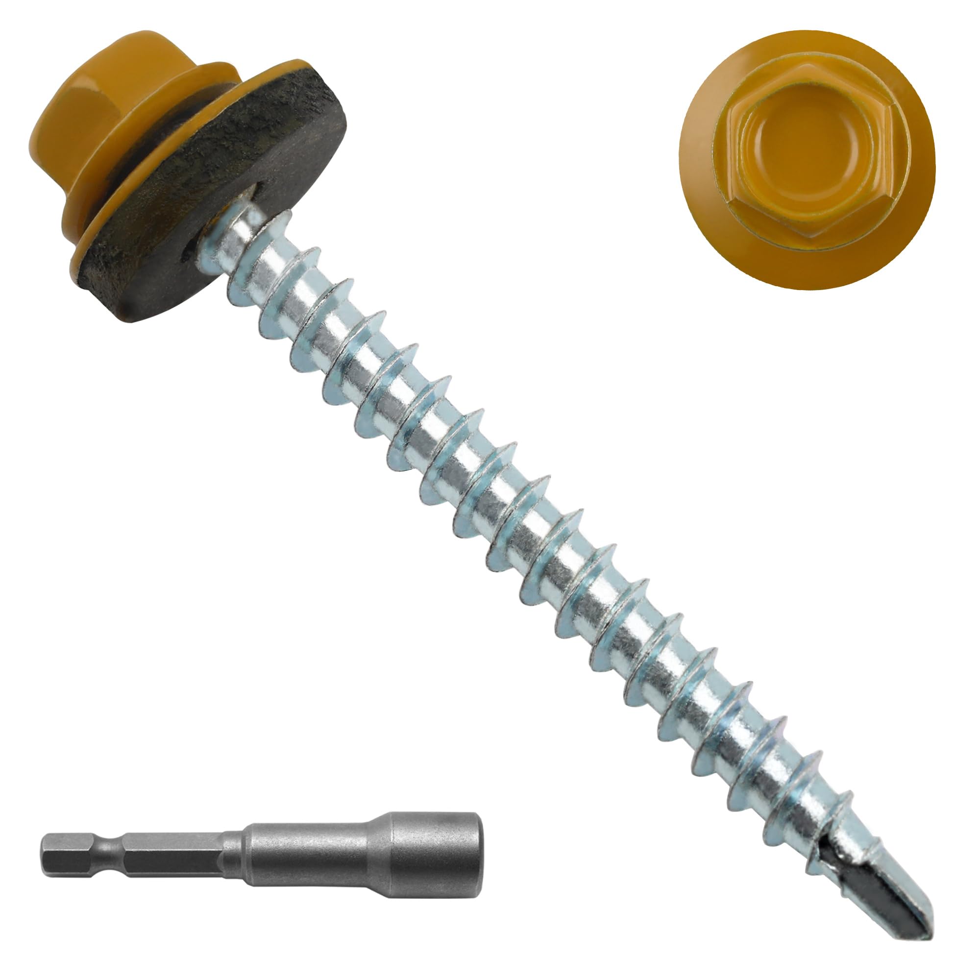 Black Hex Roofing Screws - Self-Drilling Metal Fasteners -14