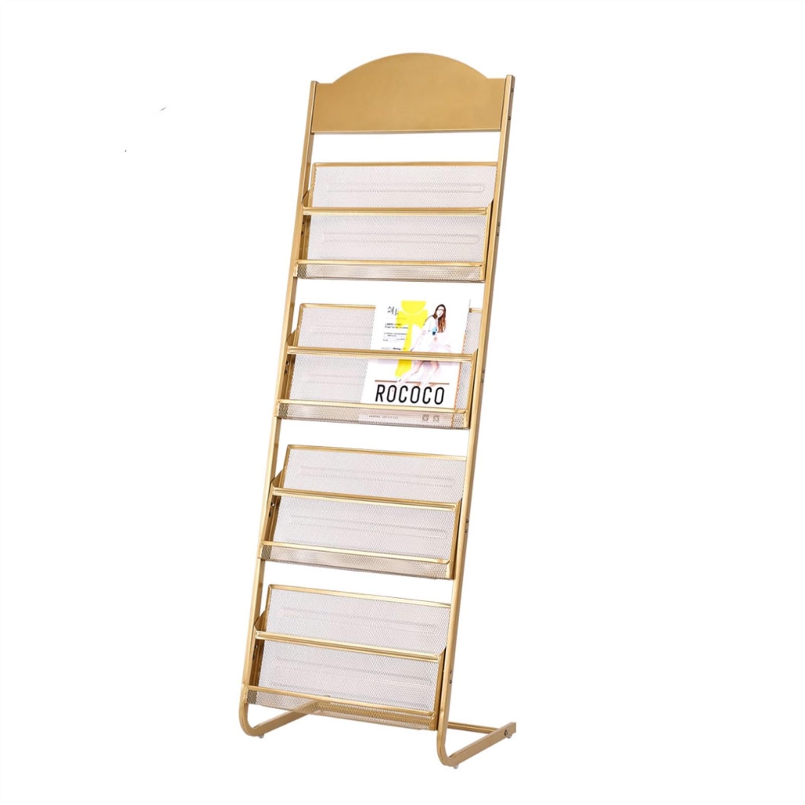 ASerZenith Floor-standing Display Rack, Floor-Standing Magazine Rack Newspaper Storage Rack Fashion Newspaper and Magazine Rack Publicity Materials Display Rack Office Supplies,for (Gold)