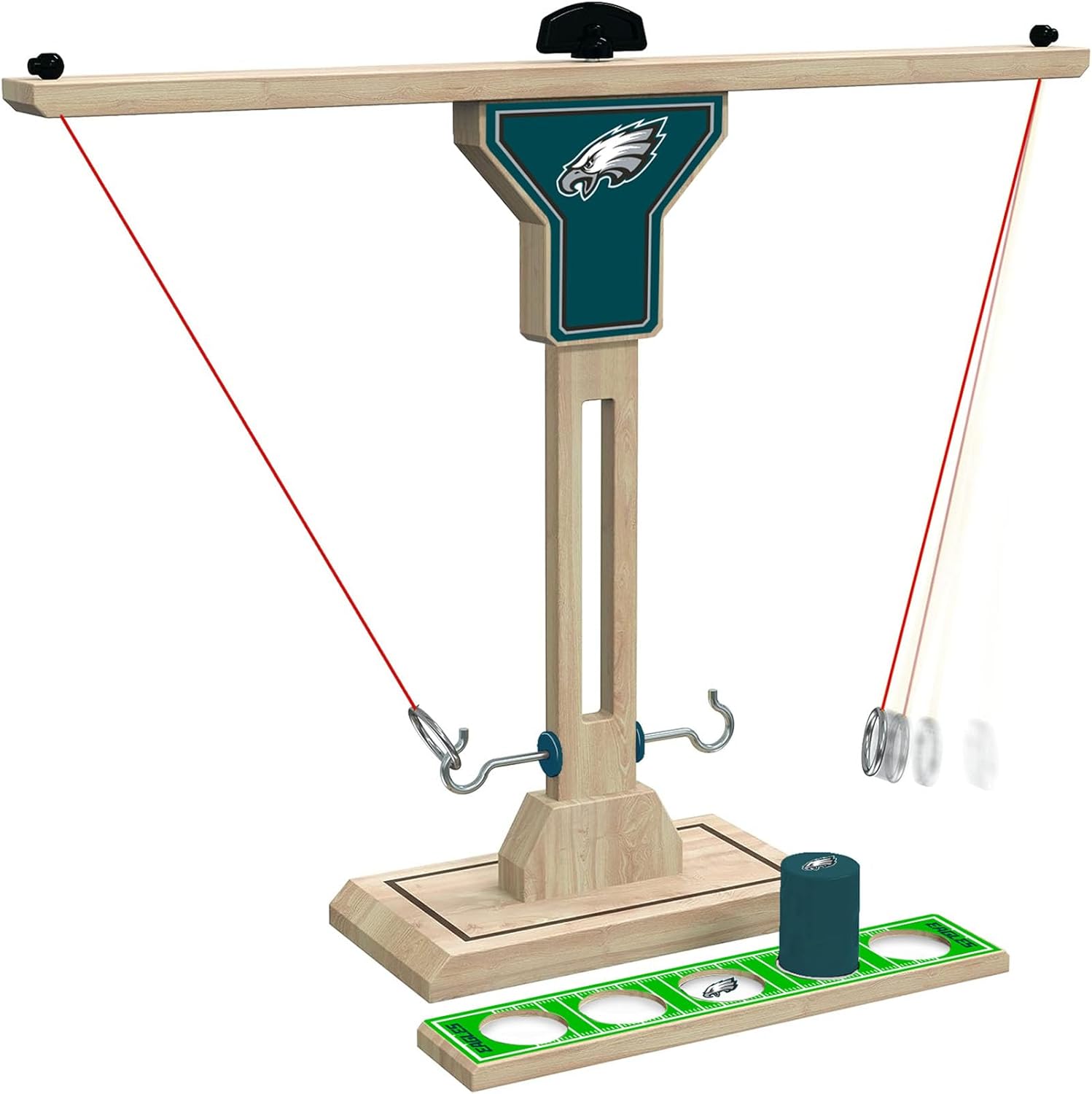 Wild Sports NFL Philadelphia Eagles Wooden Ring Swing Battle - Head-to-Head Ring Toss Hook & Ring Game for NFL Fans
