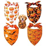 Whaline Paquete de 4 Bandanas Reversibles de Halloween para Perro, Gatos y