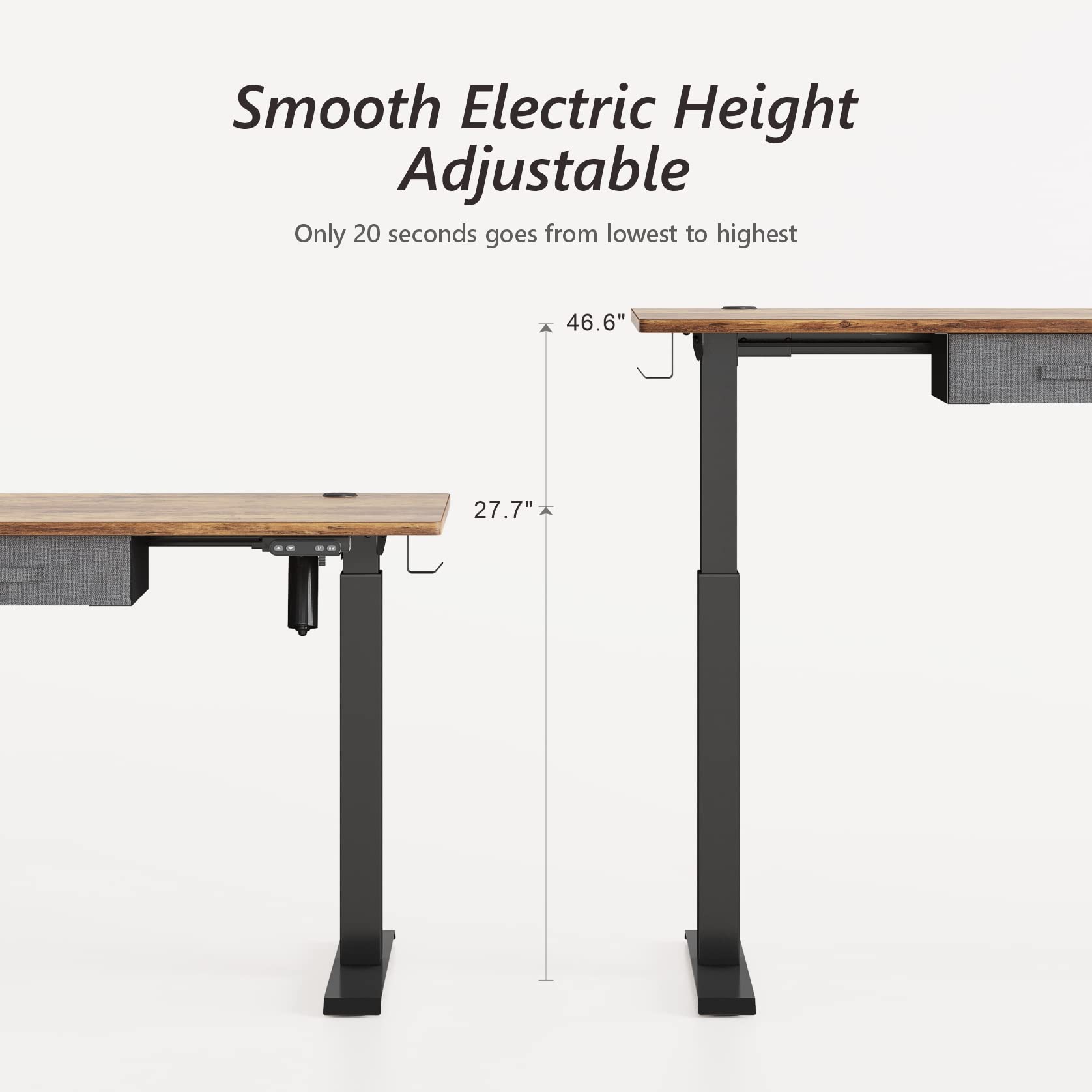 BANTI Adjustable Height Standing Desk with Drawers, 48x24 Inches