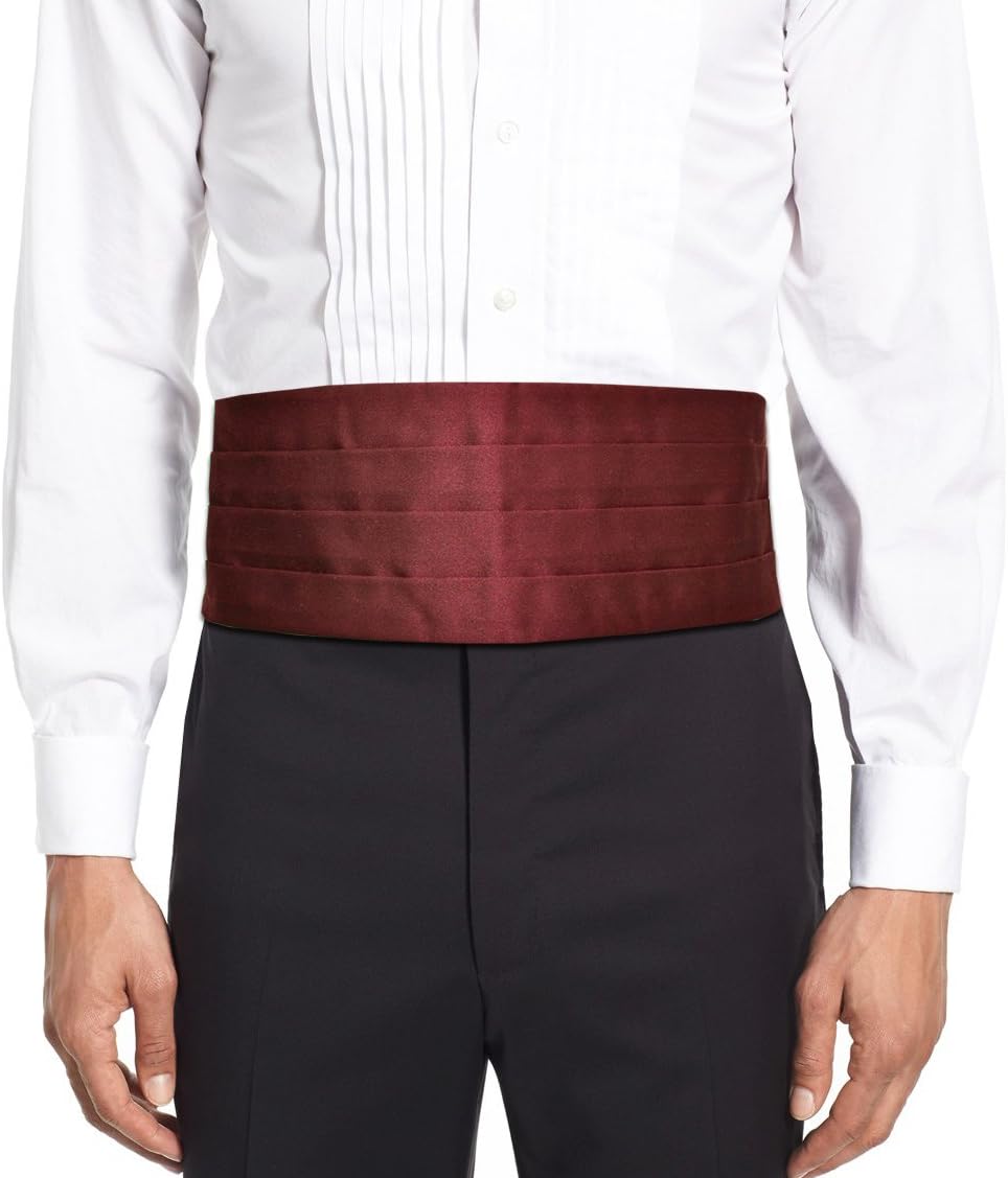 Made in Italy Men's Solid Color Cummerbund Tuxedo Belt, 4 Folded, Silk