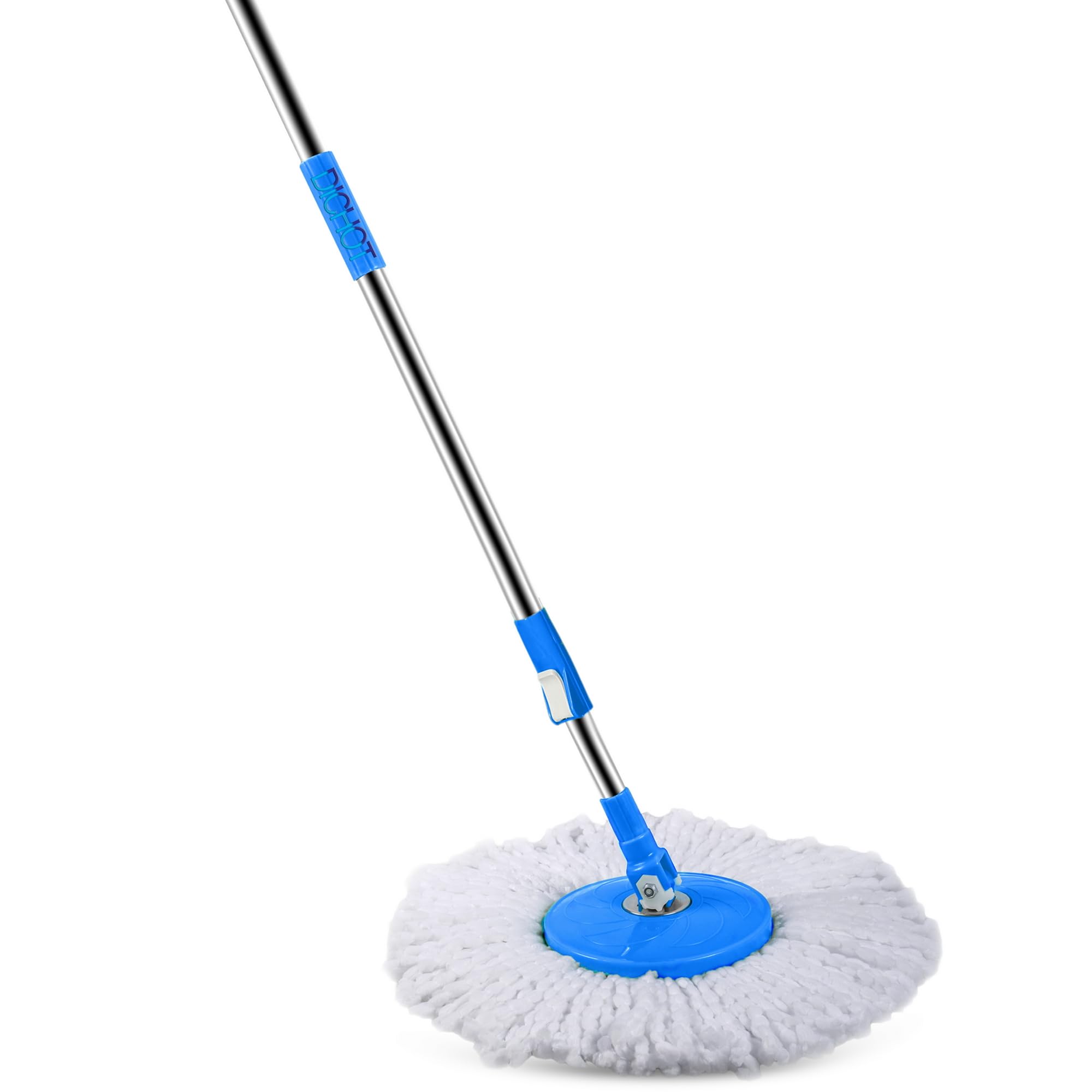 DICHOT Spin Mop Extendable Handle/Stick Rod with Microfiber Refill (Light Blue)