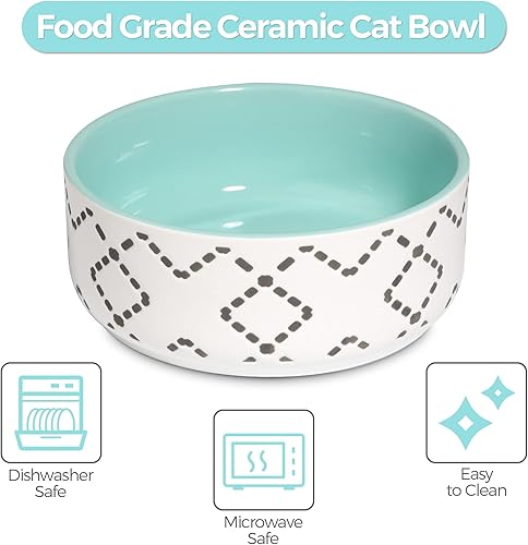 Miniatura 4 de Tazones de cerámica para gatos (13 onzas13.2 fl oz), lindo juego de alimentador de comida y agua para gatos, sin estrés, apto para lavavajillas,