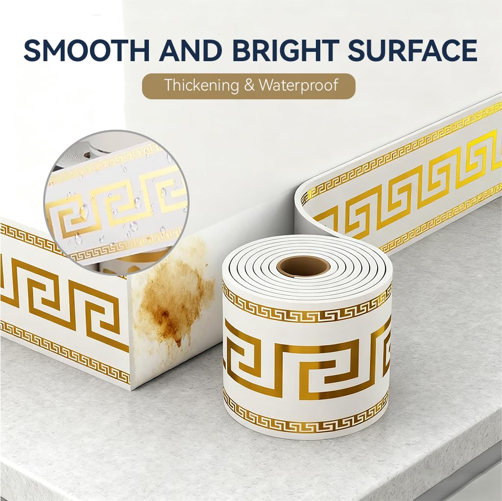 HASTHIP Wall Skirting Stickers - Golden Greek Key -5