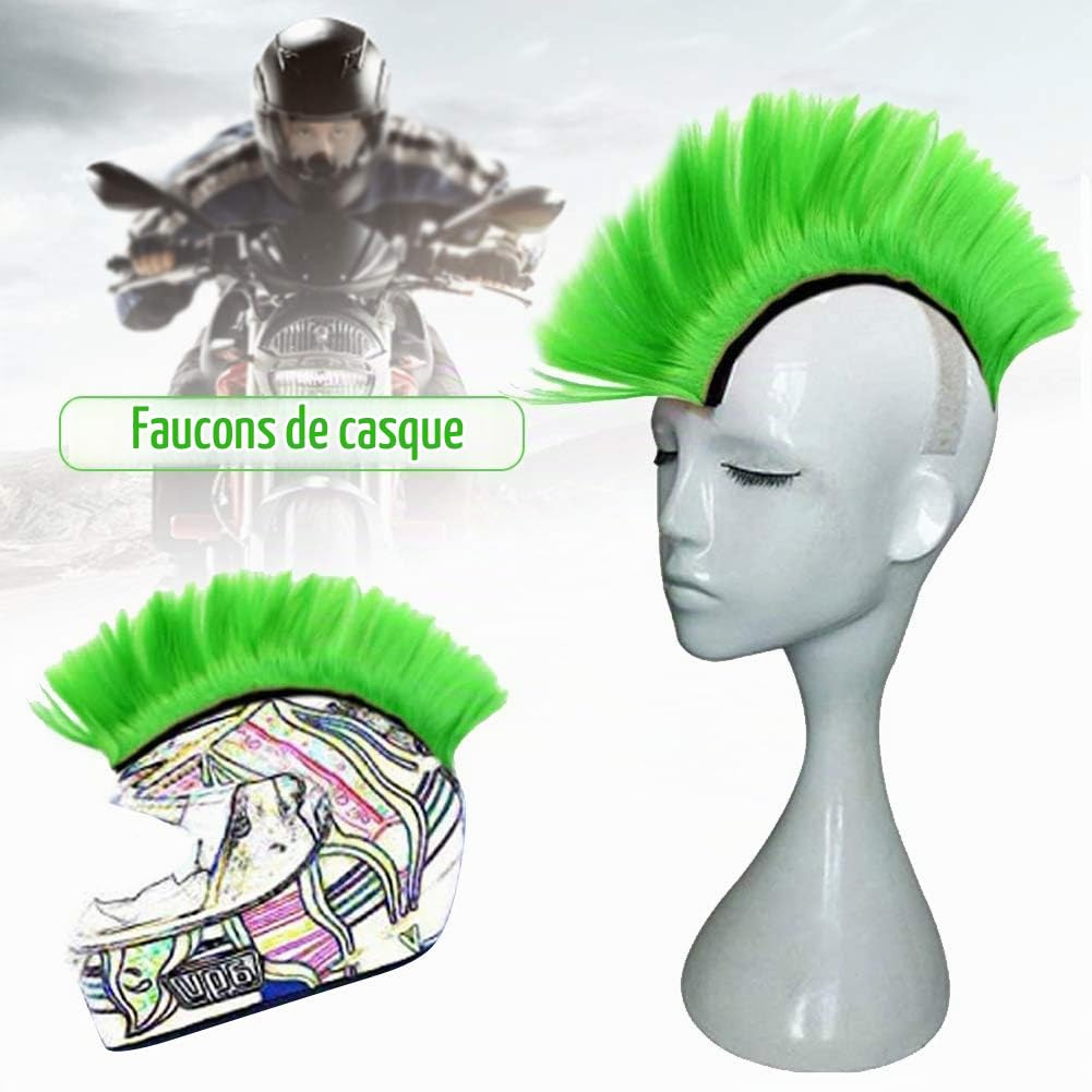 MOVKZACV Perruques mohawk pour casque de moto, mohawk, perruques synthétiques, auto-adhésives, pour casque de moto, hawks, casque