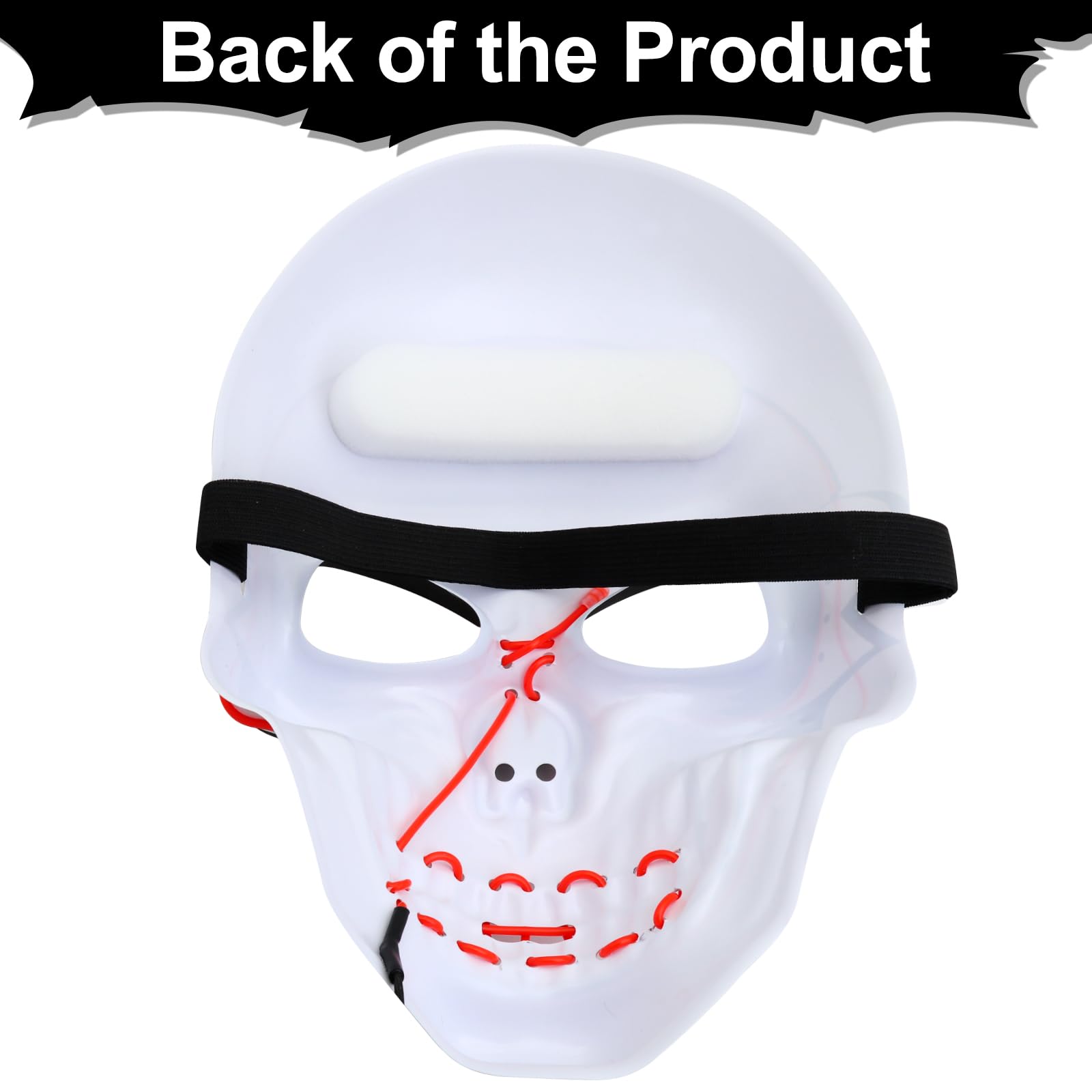 Halloween Mask with LED Lights - Scary Light-Up Mask for Costume Parties Cosplay, Masquerade & Carnival Festivals (white D) - Image 4