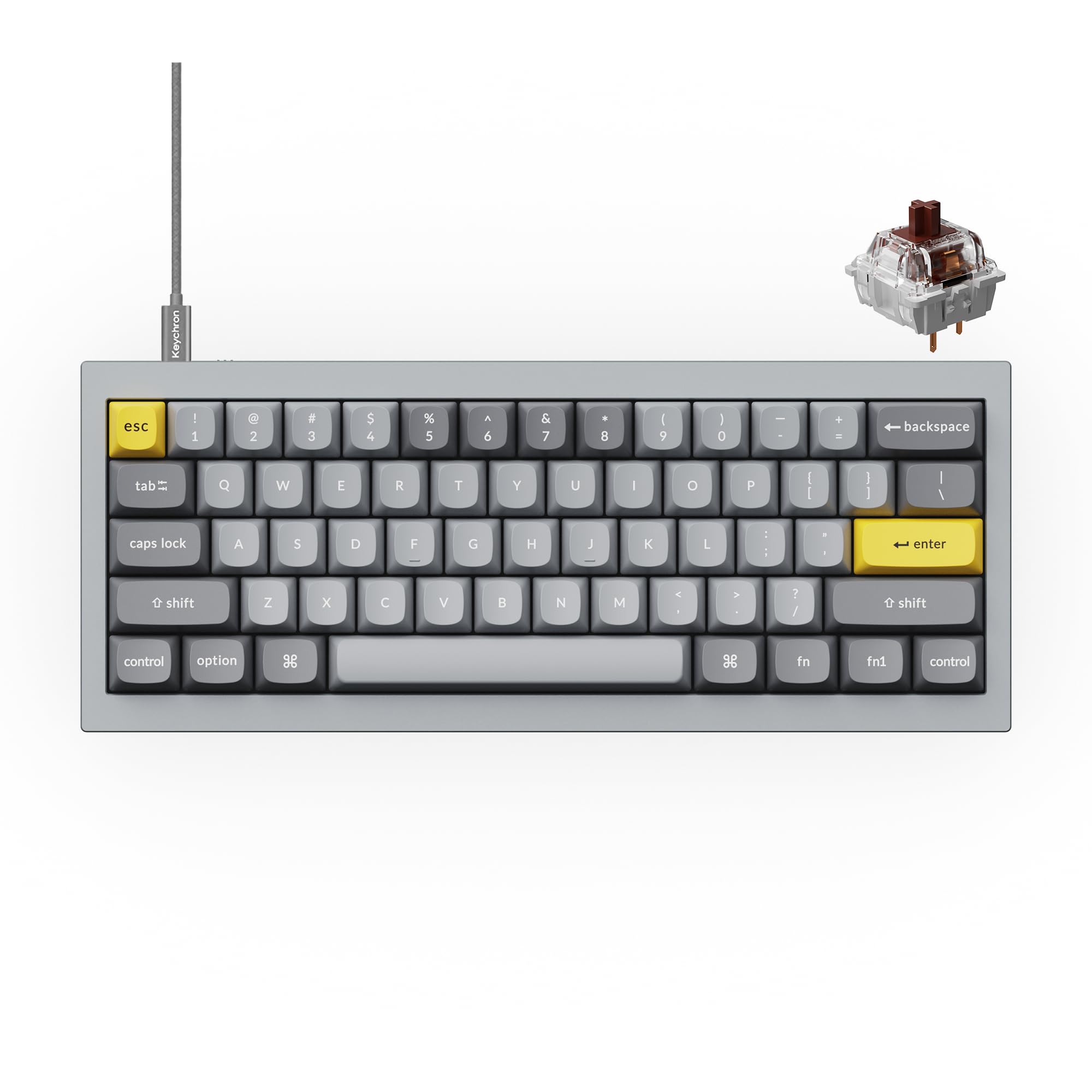 Photo 1 of [NONFUNCTIONING] Keychron Q4 Wired Custom Mechanical Keyboard, 60% Layout QMK/VIA Programmable Macro with Hot-swappable Gateron G Pro Brown Switch Double Gasket Compatible with Mac Windows Linux - Grey