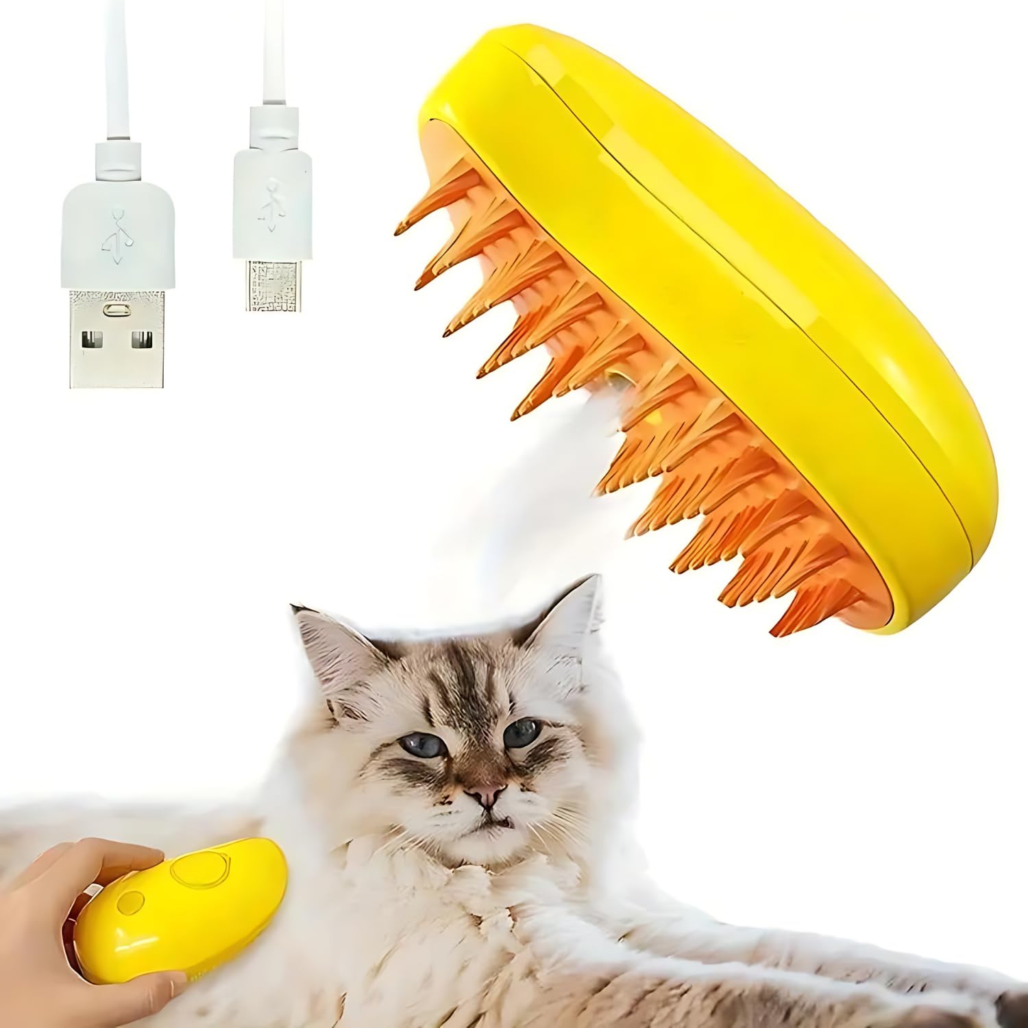 Steam Brush for Dog Cat Rechargeable Electric Cleaning Brush USB Pet Grooming 3 in 1 Brush Daily Use to Clean Loose Fur & Dirt Great for Dogs and Cats - Yellow (B0D2RQFRHY) Amazon Price History, Amazon Price Tracker