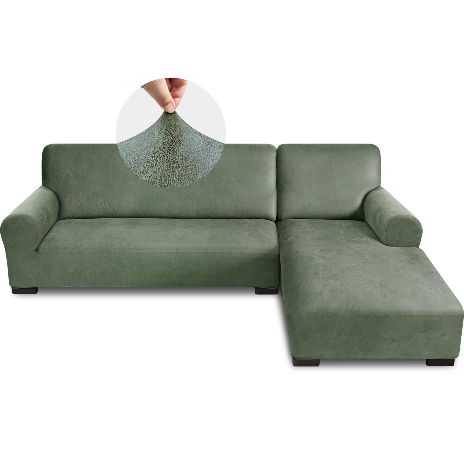 Photo 1 of ** stock photo for reference **
Pfrstuv Sectional Couch Covers, Leather Look Sofa Cover L Shape 2PCS Soft Stretch Slipcover for Sectional Sofa, Non Slip Furniture Protector (3 Seat Sofa + 3 Seat Left Chaise, gray)