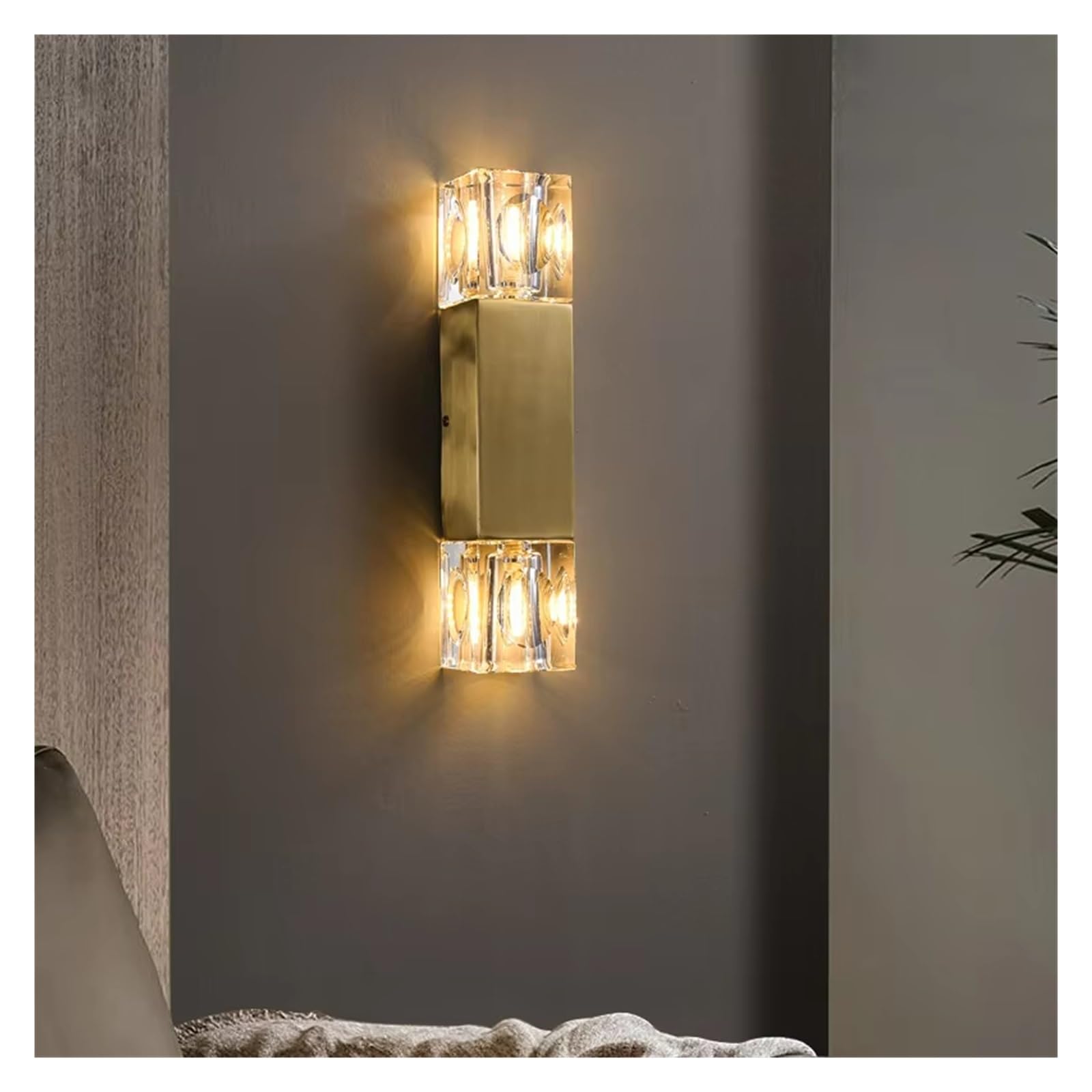 ZTCHSENZT Golden Crystal Wall Lamp Copper LED Aisle Corridor Stair Wall Light for Parlor Bedroom Porch,Warm White-6.5 * 6.5 * 31.2cm