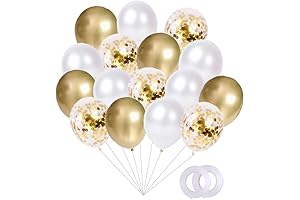 Gold Pearl White Confetti Balloons Set 60 Pack