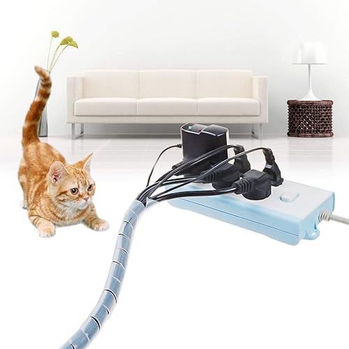 Miniatura 3 de Cable envolvente en espiral transparente XHF de 12 pulgada de 20 pies (rango de envoltura 0.354 in-2.559 in) cable para computadora, organizador de