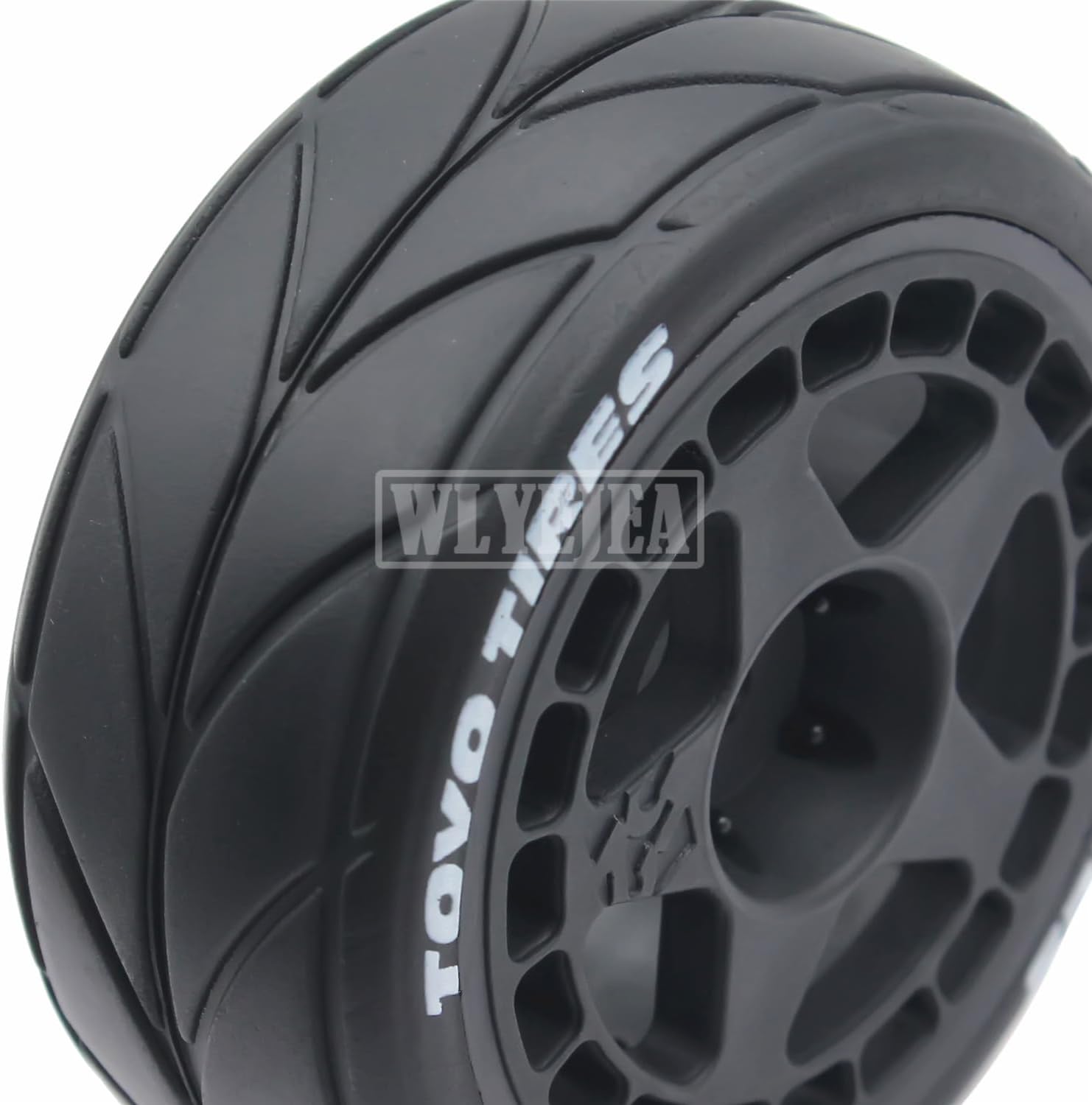 4PCS RC 1/10 On-Road Tires 65mm RC Rubber Tires w/Plastic Wheel Rim 12mm Hex Fit for 1/10 RC On-Road Rally Car HPI Tamiya TT01 TT02 Kyosho Wltoys 144001