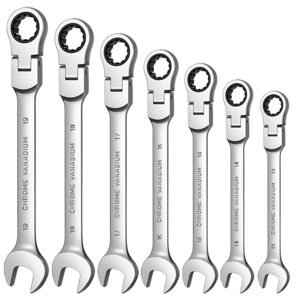 Llave de carraca de cabeza pivotante Flexible herramienta de mano métrica de garaje 6mm-24mm para reparación de automóviles y del hogar 1 Uds.,7mm