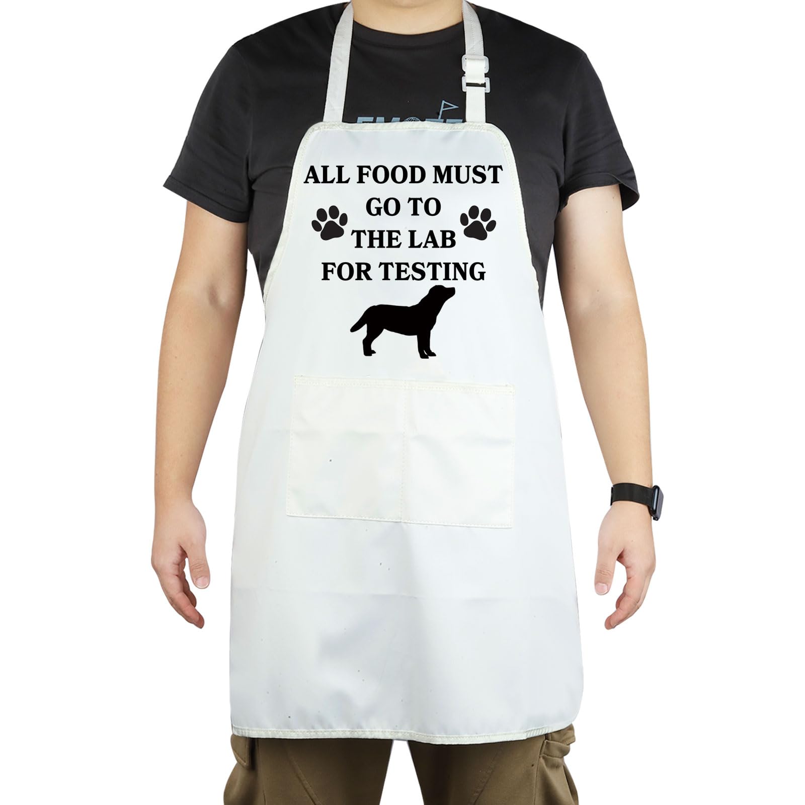CENWA All Food Must Go To Lab For Testing Apron Labrador Retriever Gift Adjustable Cooking Apron For Animal Dog Lovers