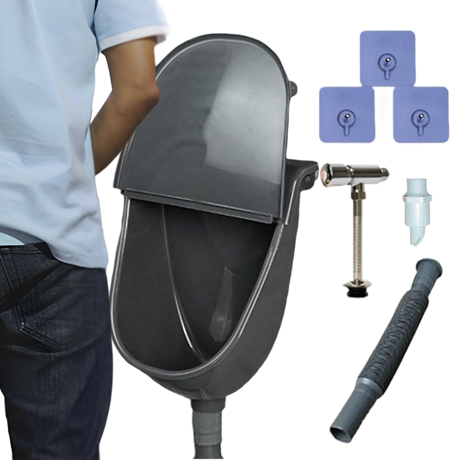 Urinario de exterior Urinario Seco Con Cubierta Antiolor, Inodoro De Pared | Desviador de Desviador Para Hogar, Cobertizo, Patio, , Garaje, Obra, Parque Público, Camping