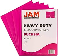 Vista 194 de JAM PAPER Heavy Duty Plastic Two Pocket Extra Tough School Folders - Blue - 6/Pack