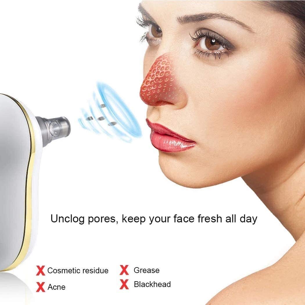 Removedor de cabezal Blackhead Poro Vacuum - Herramienta de succión del limpiador de poro facial recargable USB con la pantalla de succión LED 5 sondas de succión reemplazables para toda la piel