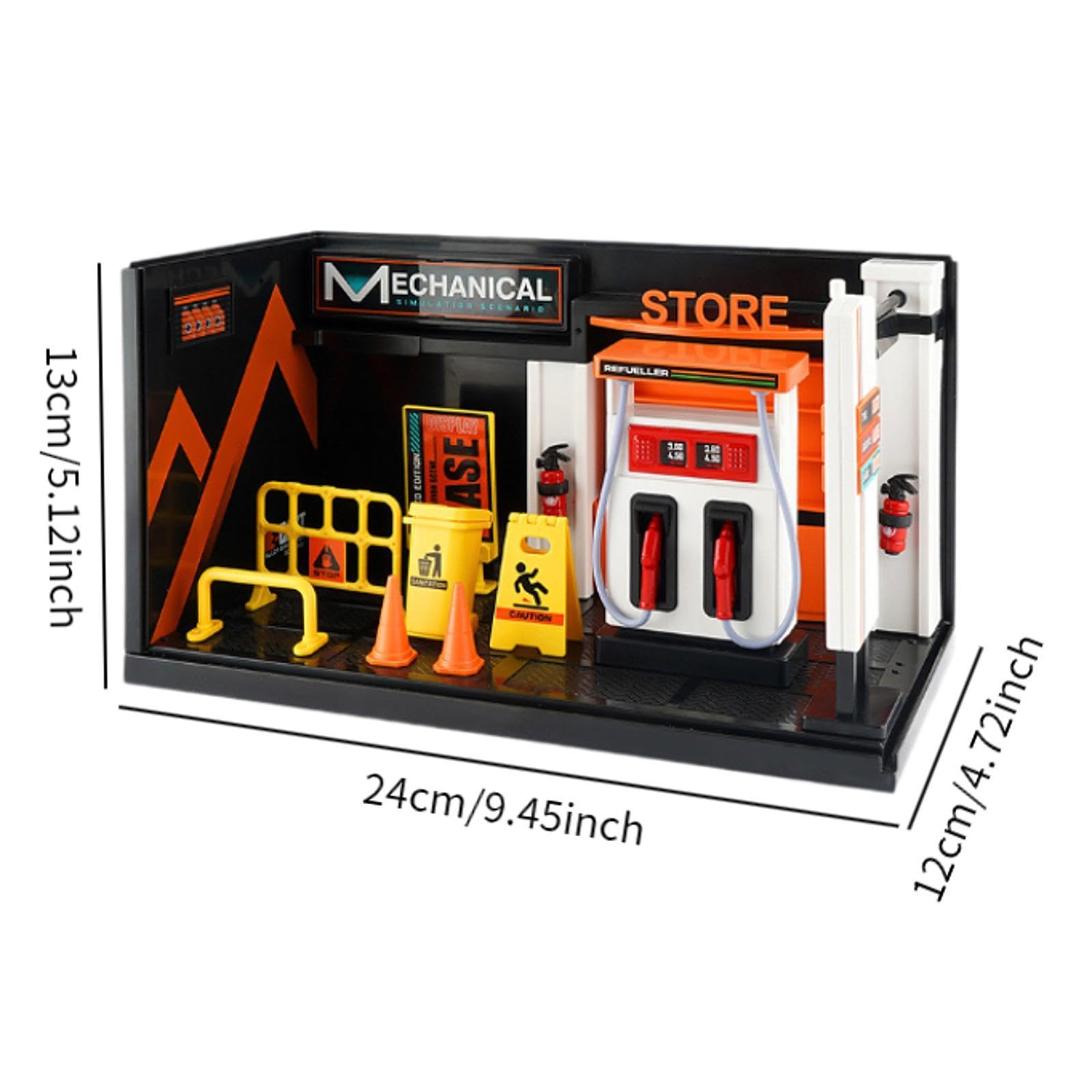 Diorama in 1/24, Modello di Garage per Auto, Simulazione di Scenario, Modello in Metallo Pressofuso, Scena di Garage per Tavolo di Sabbia, Colle, con Macchina per Olio