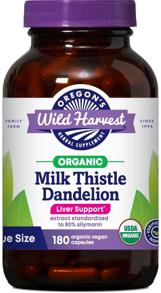 Oregons Wild Harvest Milk Thistle Dandelion Organic 180 Count