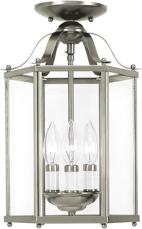 Sea Gull Lighting 5231-962 Bretton Semi-Flush Convertible Pendant Ceiling Fixture, Three - Light, Silver