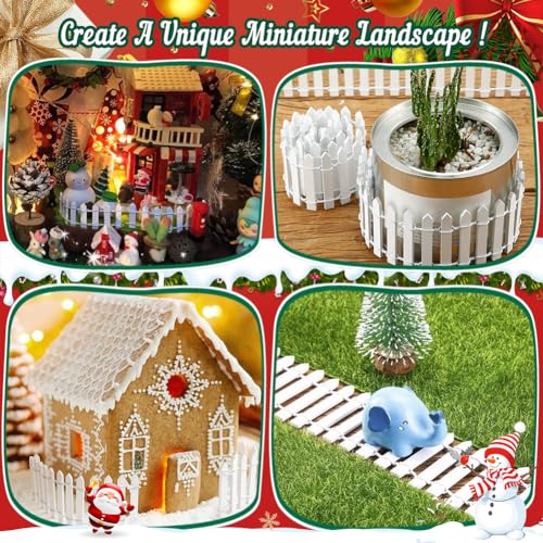 Miniatur Wichtel Zubehör, Miniatur Wichteltür Zaun aus Holz Weiß Mini Holzzaun Miniatur Gartenzaun (90 cm x 5 cm) Miniatur Deko für Garten, Miniatur Puppenhaus Zubehör Fee Garten Gartenhaus Deko