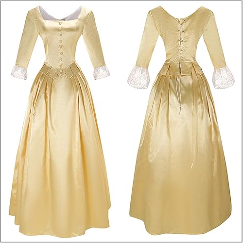 Miniatura 2 de Yejue Opera Hamilton Peggy - Vestido de fiesta de cosplay gótico victoriano, disfraz dramático para adultos, vestido amarillo elegante