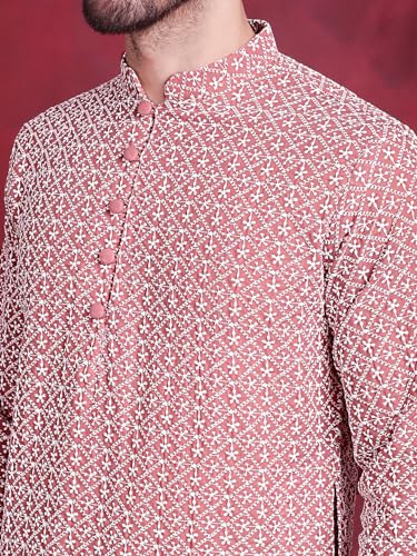 Image of Jompers Cotton Chikankari Embroidered Regular Fit Kurtas for Men