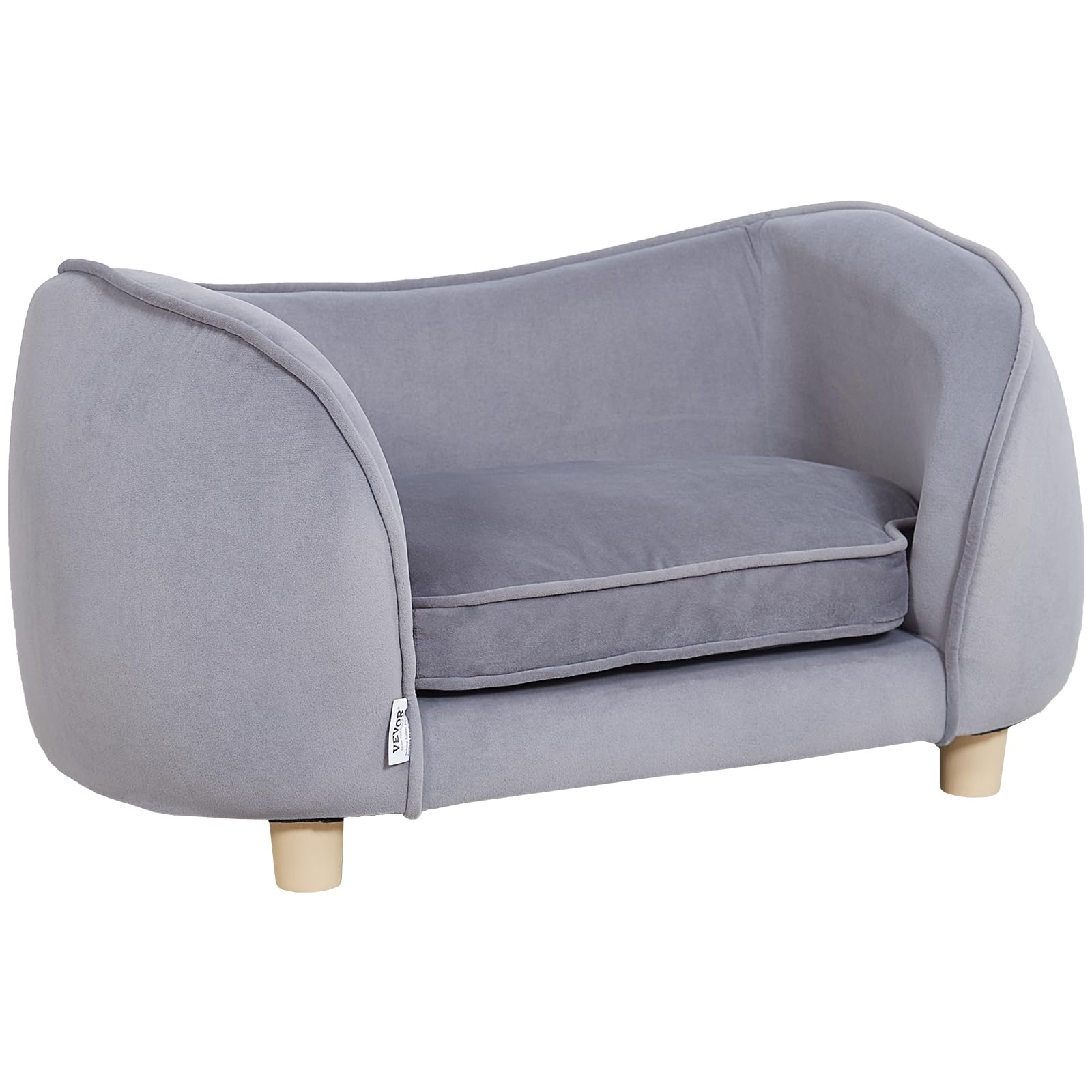 VEVOR Sofá para Mascotas, Sofá para Perros Pequeños y Gatos, Sofá Cama Suave y Aterciopelado para Perros, Sofá para Gatos con Carga de 30 kg, 685 x 380 x 380 mm, Gris Oscuro, Peso de Sofá de 3,9 kg