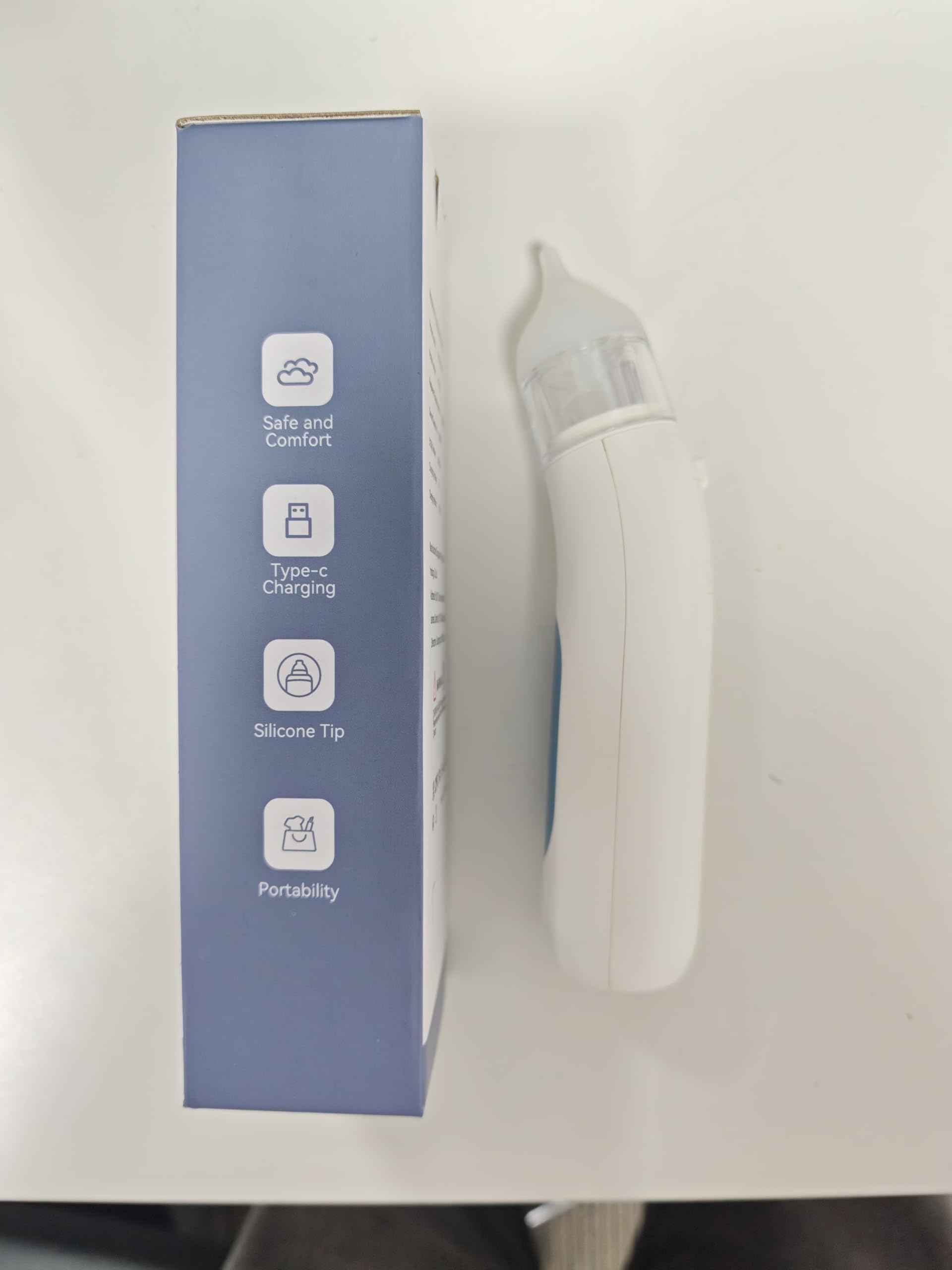Aspiratore nasale elettrico per bambini, ricaricabile, con 5 livelli di aspirazione, musica e luce, in silicone, sicuro per rimuovere il moccio e il muco per neonati, neonati e bambini piccoli (blu)