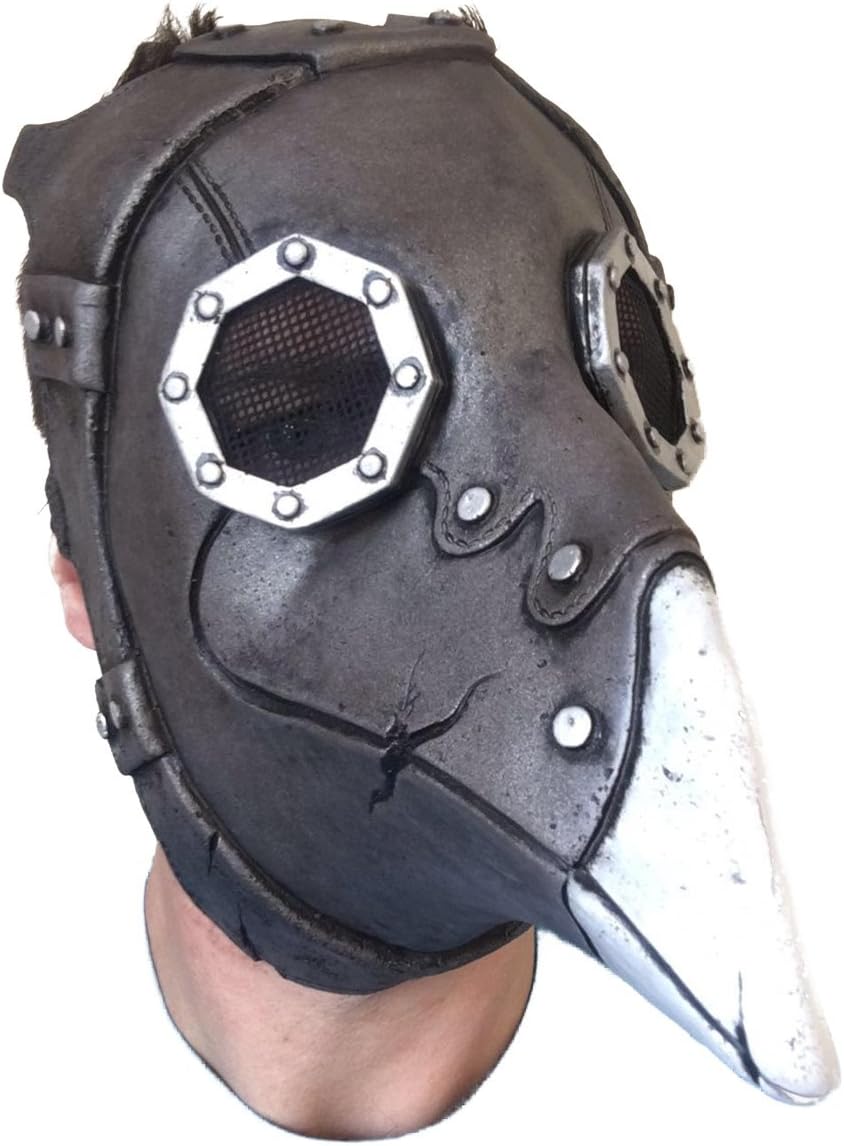 Rubber Johnnies Plague Doctor MASK, Black and Gold, Latex, Cosplay COSTUME Accessory, Halloween MASK, Venetian Carnival, Steampunk