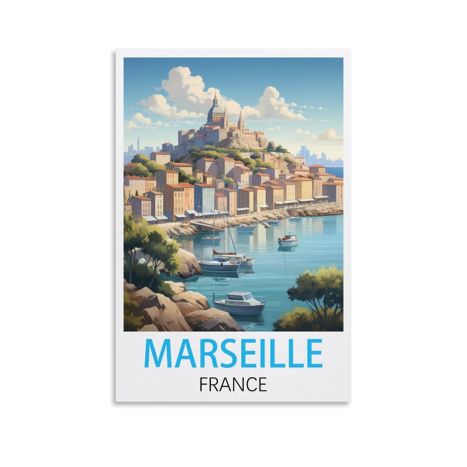 Metal Tin Sign Plaque Poster,Marseille France Garden & Kitchen Poster, Inspirational Sign Home Wall Art Decor for Home Kitchen Bar Club Decoration 15x30cm