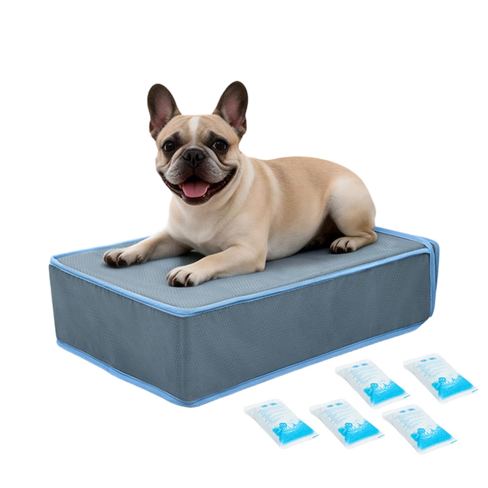 Tapis rafraîchissant pour chien - 51,5 x 38 x 14 cm - Lit lavable avec 5 blocs réfrigérants | Tapis rafraîchissant pour chat, chiot, chat, été, intérieur, voyage, boîte de transport