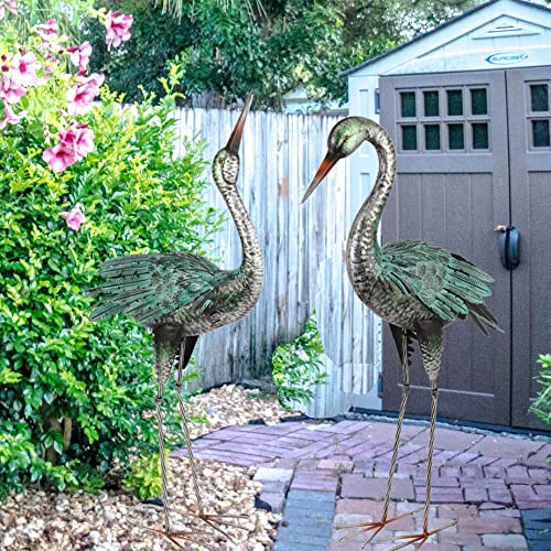 Shorayn Garden Crane Statues Outdoor Metal Yard Art Heron Statues And Sculptures,Set Of 2 #TOP1