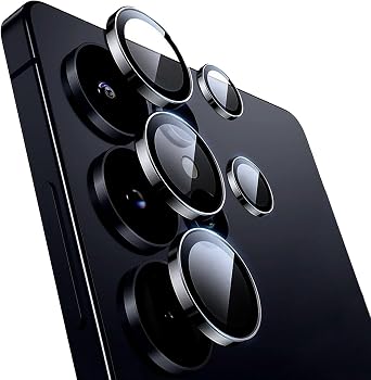 Camera Lens Protector for Samsung Galaxy S25 Ultra,9H Shatterproof Tempered Glass with Aluminum Metal Circle Camera Screen Protector Cover Accessories for Galaxy S 25 Ultra,Black