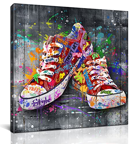 Cirabky Red Wall-Art Large - Fashion Wall Decor Living Room - Banksy Wall Art Graffiti Picture Shoe Poster Ready To Hang Size 36"X 36" #TOP15
