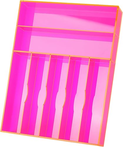 Gelite Organizador de cubiertos de cocina organizador grande de cubiertos de acrílico en cajón, bandeja de cubiertos, almacenamiento de cubiertos,