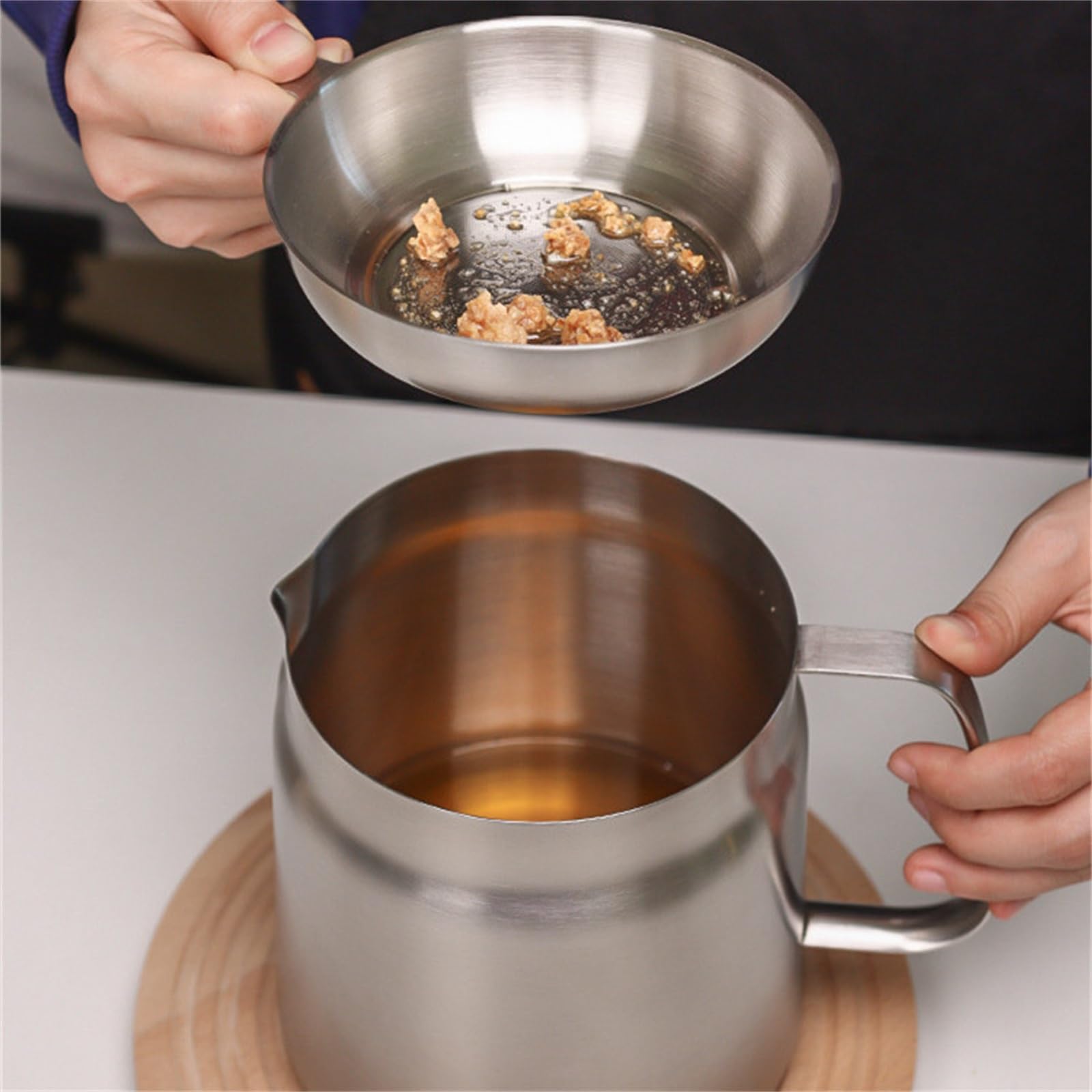 Vaso Filtro Olio In Acciaio Inox 304 - 1,5L O 2L, Con Rete Filtante | Per Friggitoria E Cucina - Foto 10