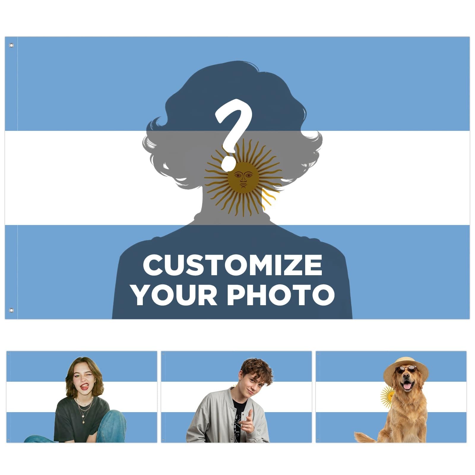Custom Argentina Flag Personalised Argentina Flags with Picture Logo Text Customisable Flags Banner for Bedroom, Dorm Decor, Football Games Party Sports Events Decoration Bar Garden Street Decor — image 1