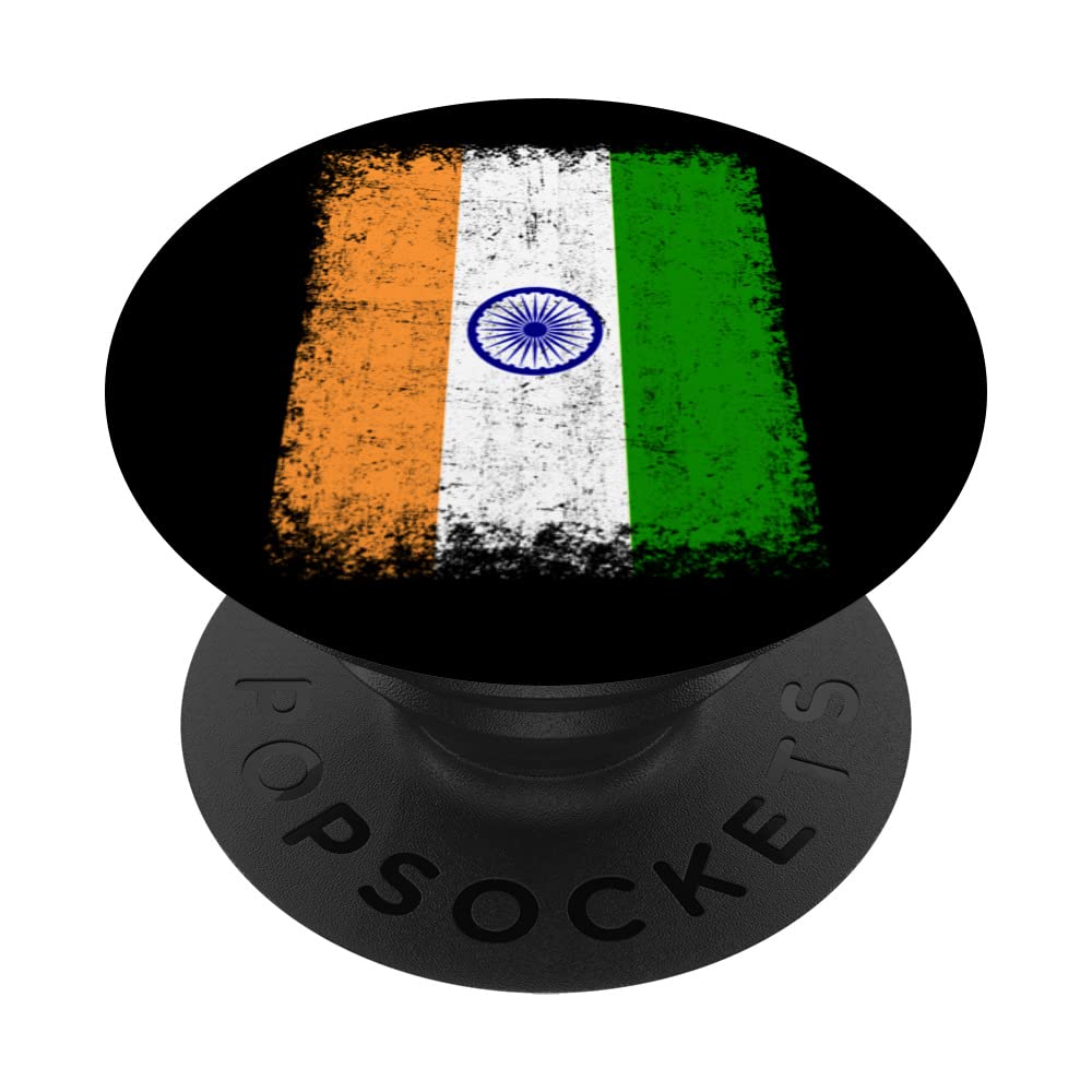 India Flag India Gifts Love India PopSockets Swappable PopGrip, Black