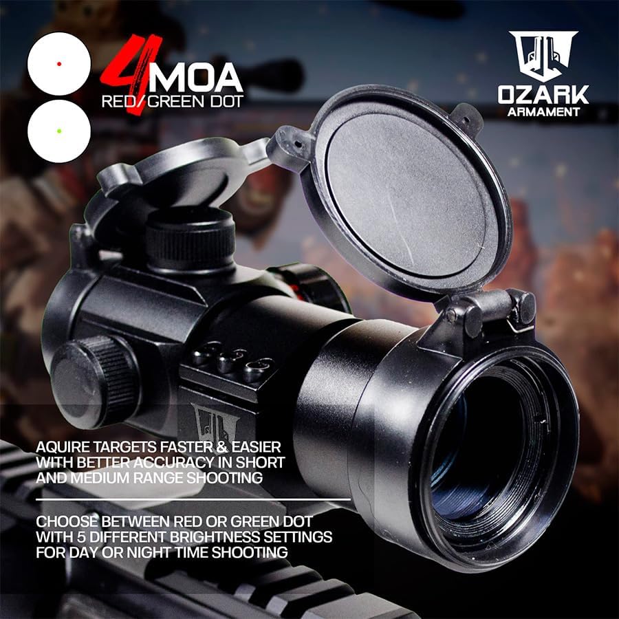 Miniatura 2 de Vista táctica de punto verde y rojo de Rhino para rifles y escopetas por Ozark Armament - incluye el co-testigo picatinny, montaje con vistas de