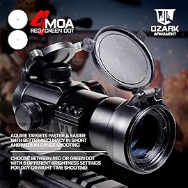OZARK ARMAMENT Rhino Red Dot Sight for Rifle - Shotgun Scope, 4MOA Rifle Red Dot Sight, Red Dot Scopes for Rifles & Shotgun Scopes with Green Dot Sight & Red Dot Optics for Rifles, Reflex Sight