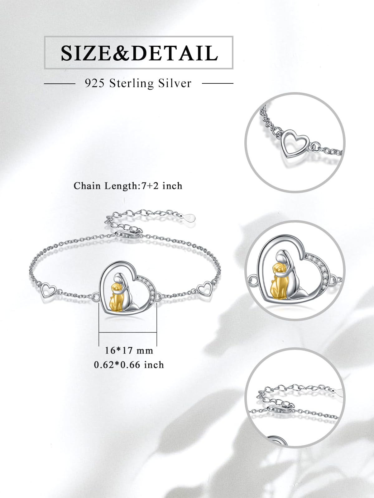 Flpruy Sterling Silver Dog Memorial Bracelet for Women - Adjustable Dog Jewelry Gift