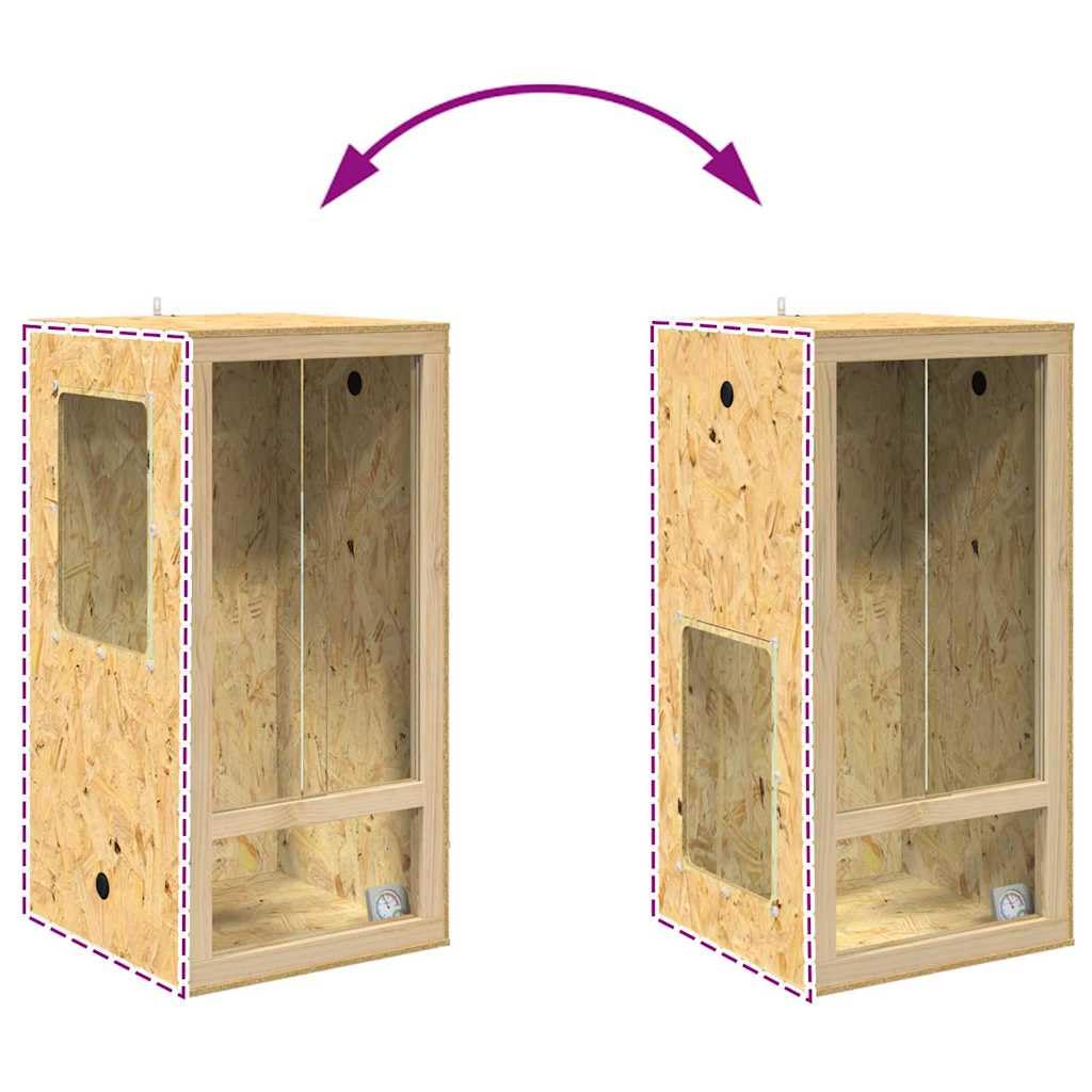 Terrario Braun OSB 50 x 50 x 150 cm con puerta corredera y cristal, versátil casa de reptiles para terrarios del desierto y selva, incluye termómetro y sistema de ventilación
