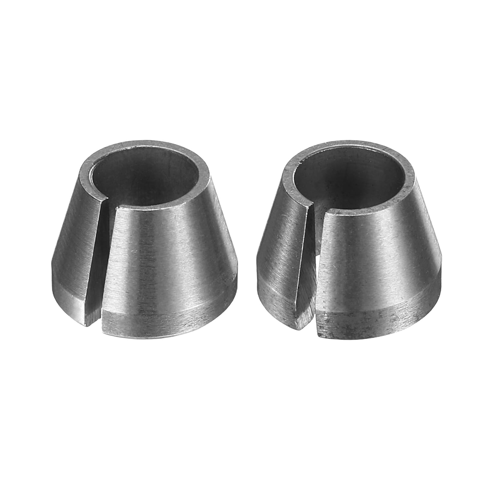 sourcing map 2pcs Collet Adapter 6mm/6.35mm Carbon Steel Trimmer Router Collet Reduction Sleeve Tool Bit Shank Router Conversion Chuck Adapter for Woodworking CNC Engraving, Black