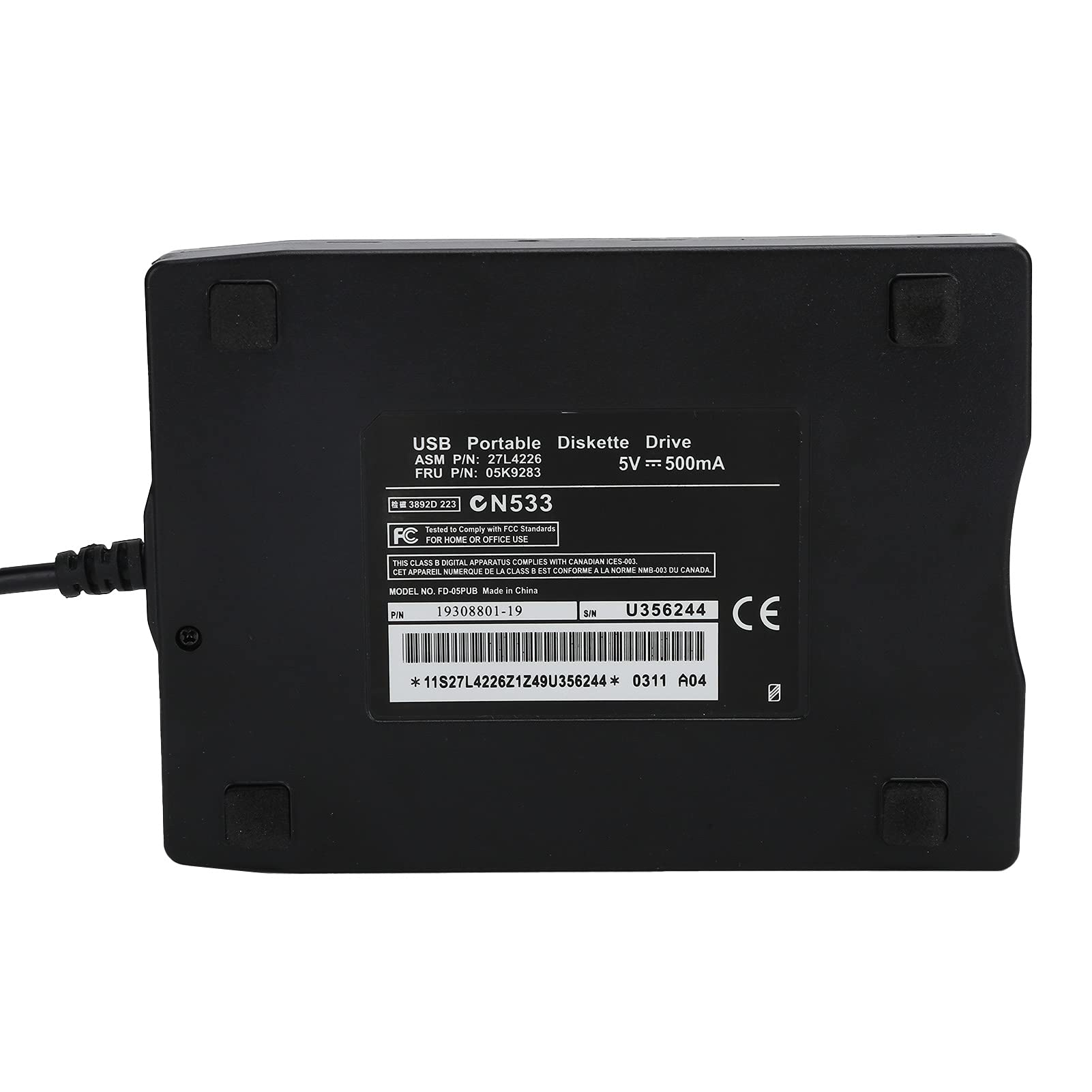 Lecteur de Disquette pour PC Portable 3.5In 1.44MB Lecteur de Disquette FDD Lecteur de Disquette Externe USB Portable pour S98se/ME/2000/XP, pour OS X 8.6