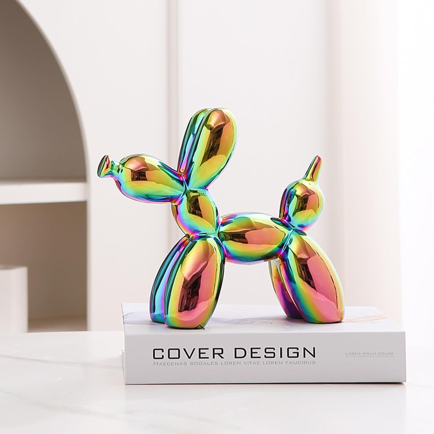 Scultura a forma di cane palloncino, lussuosa statua in resina per decorazione domestica, finitura lucida, ornamento decorativo per soggiorno, camera da letto, ufficio